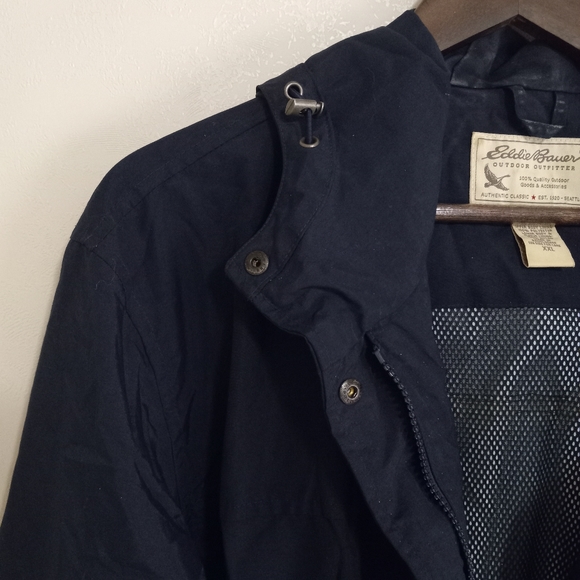 Eddie Bauer XXL Mens Water Resistant Snap Zip Front Hooded Nylon Jacket - Picture 12 of 12
